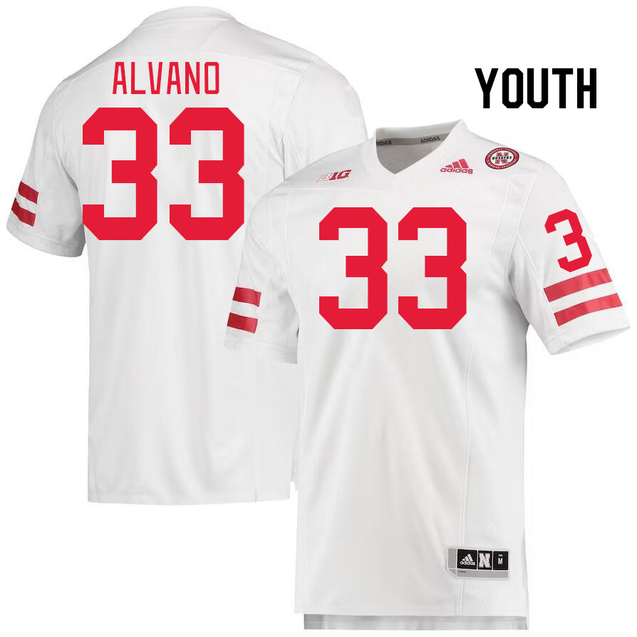 Youth #33 Tristan Alvano Nebraska Cornhuskers College Football Jerseys Stitched Sale-White - Click Image to Close